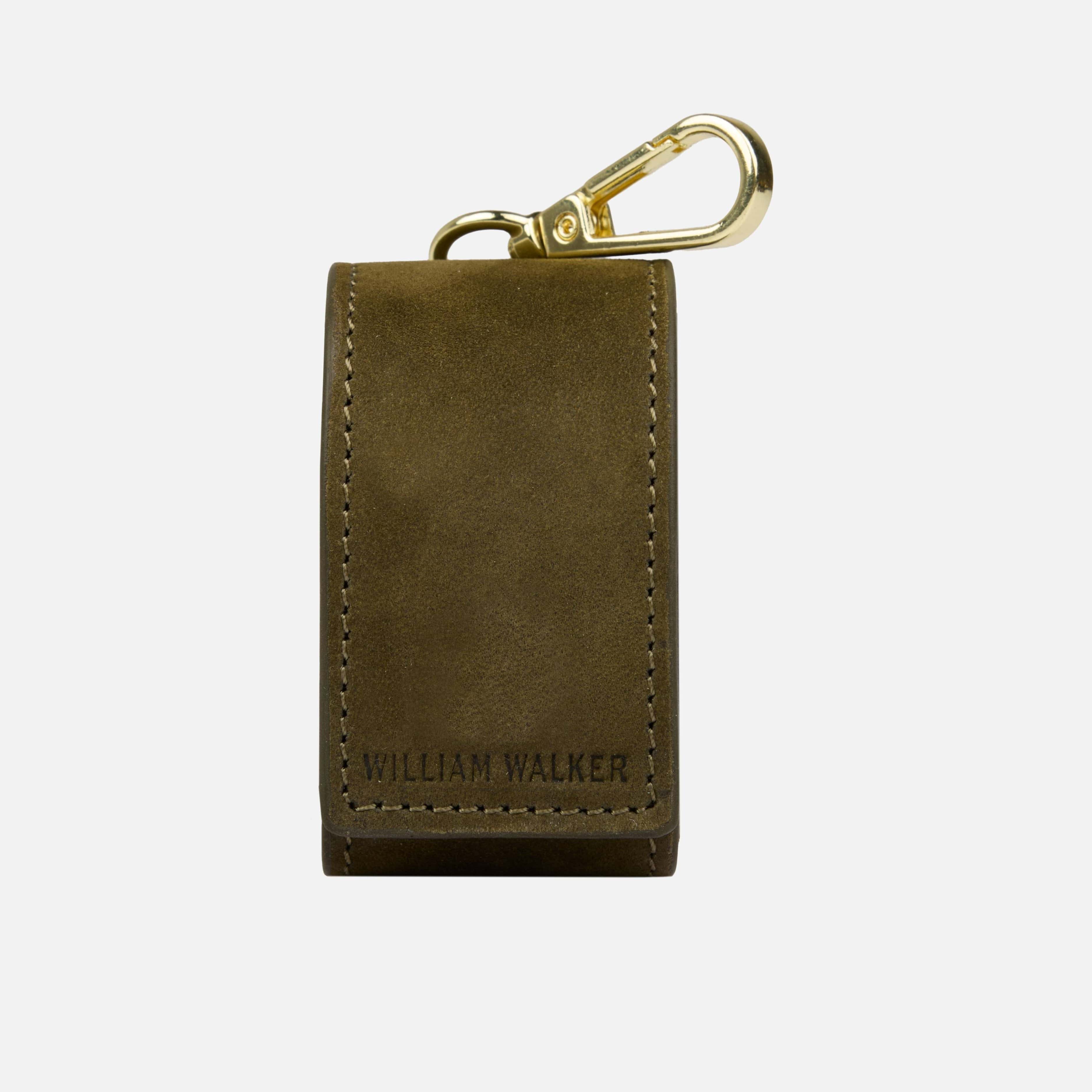 William Walker Kotbeutelspender aus wasserfestem Nubukleder Pistachio (Grün)