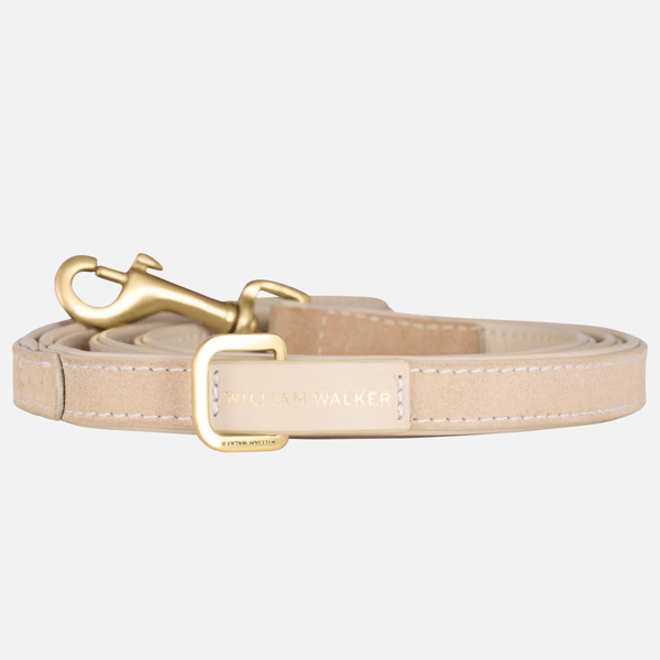 Hoogwaardige suède hondenriem Almond (beige)