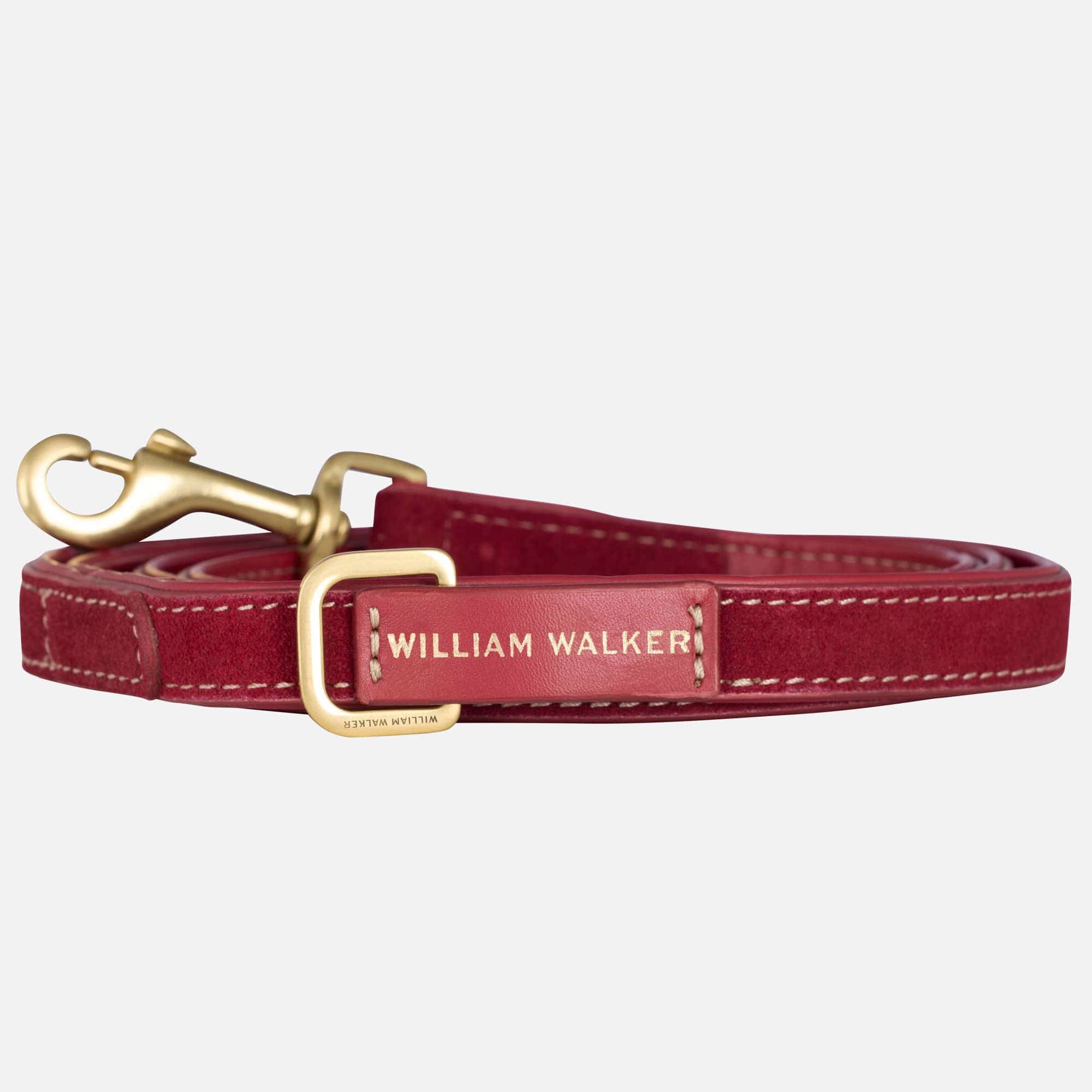 William Walker Hochwertige Wildleder Hundeleine Lambrusco (Bordeauxrot)